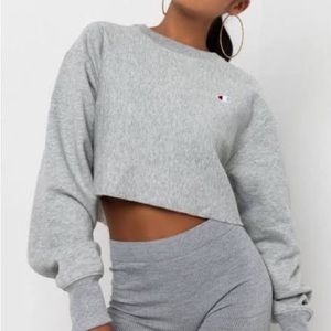 Urban Outfitters gray classic fleece cropped Champion crewneck sweatshirt in M.